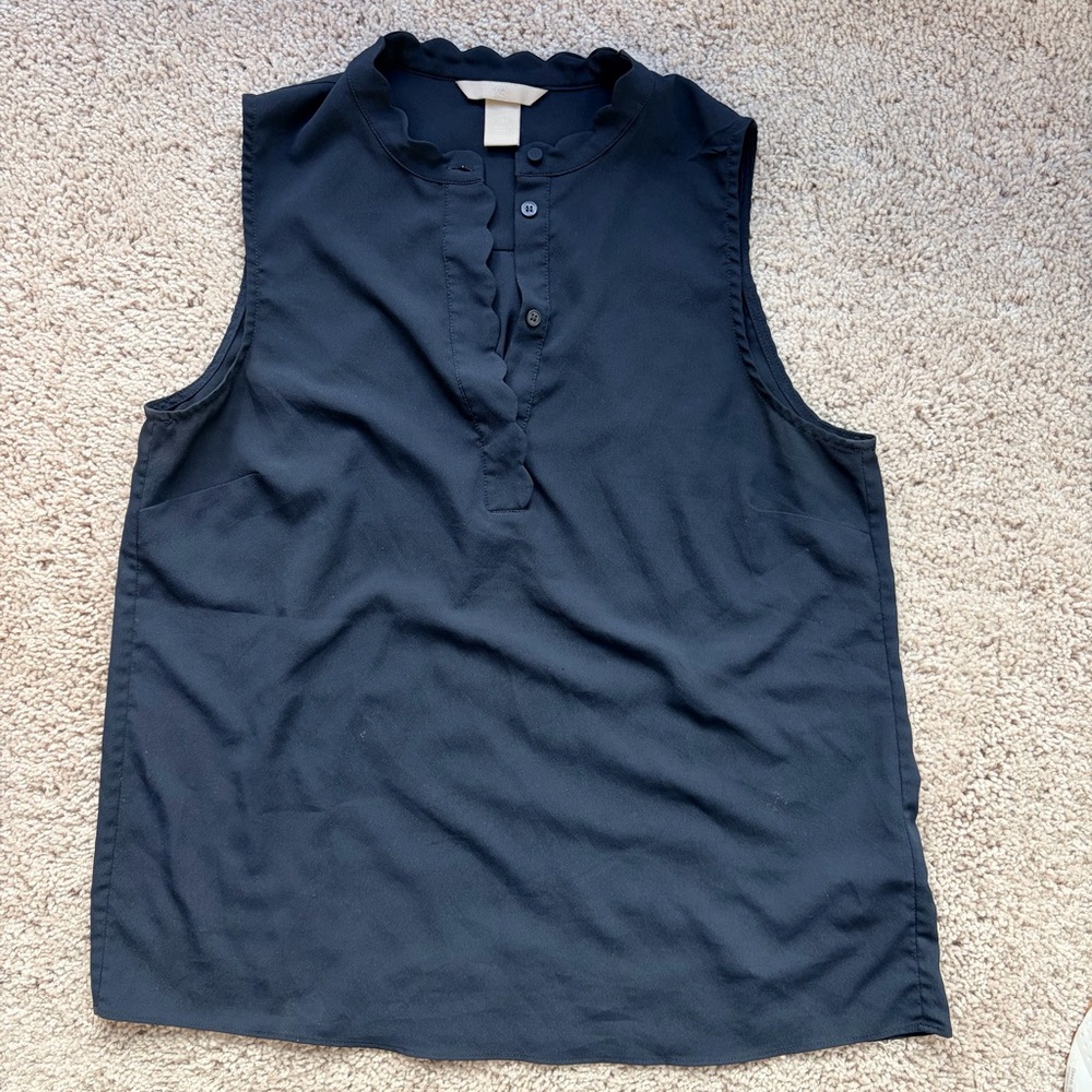 H&M Dark Blue Sleeveless Blouse